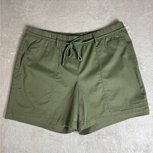 NWT J. Jill Utility Shorts‎ Size Large Olive Green Cotton Stretch Elastic Waist